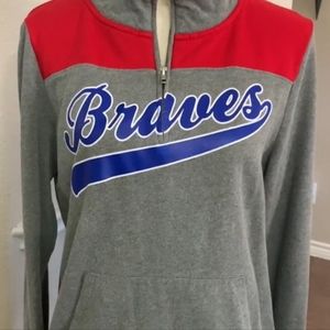 PINK  gray, blue & red Atlanta, Braves pullover zip up sweatshirt